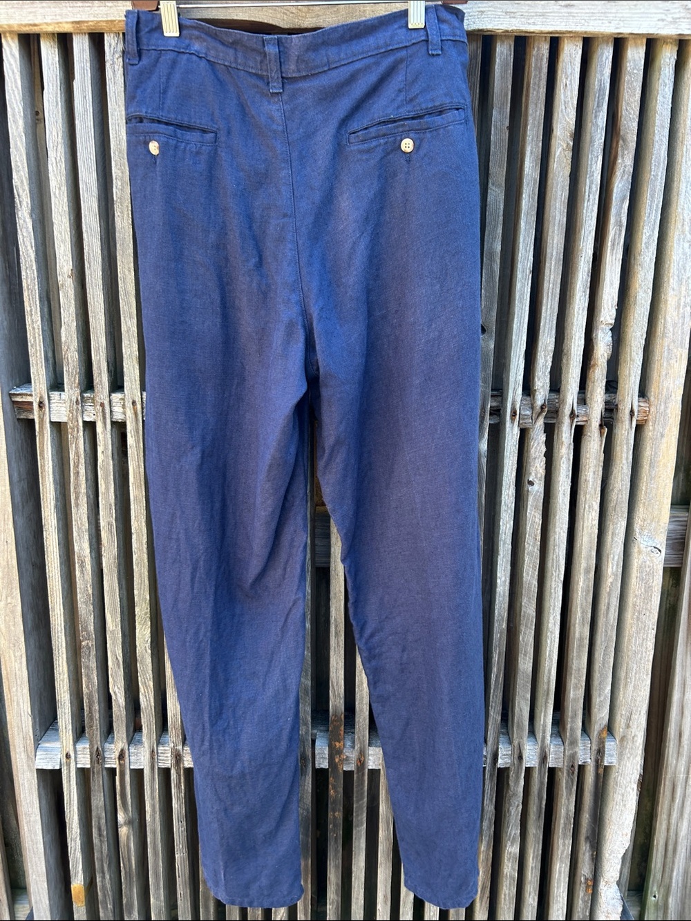 Vintage Polo Ralph Lauren Navy Blue Pleated Linen Trousers 30x32 RN 41381 - Picture 5 of 12
